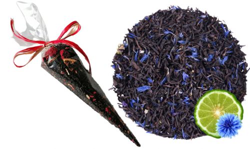 EARL GREY BLUE Z PŁATKAMI BŁAWATKA - herbata czarna w rożku na prezent, rożek z herbatą