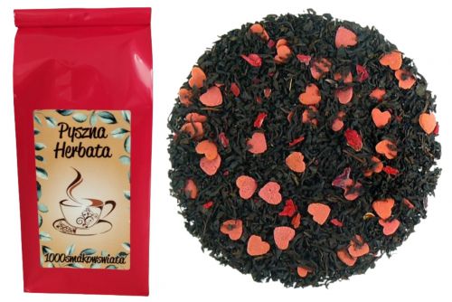 CZERWONE SERDUSZKO - herbata czarna Cukrowe serduszka, granat torebka 50 g