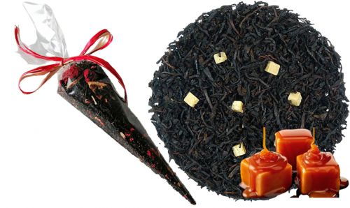 KARMELOWA PASJONATA - czarna herbata W ROŻKU, ROŻEK z herbatą