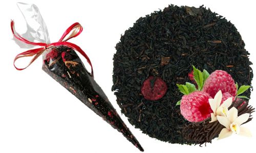 MALINOWY KREM - herbata czarna MALINOWO - ŚMIETANKOWA w rożku na prezent