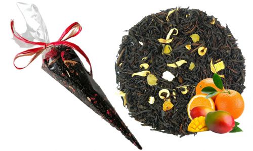 Pu-erh Mango i Pomarańcza - herbata czerwona aromatyzowana W ROŻKU  na prezent