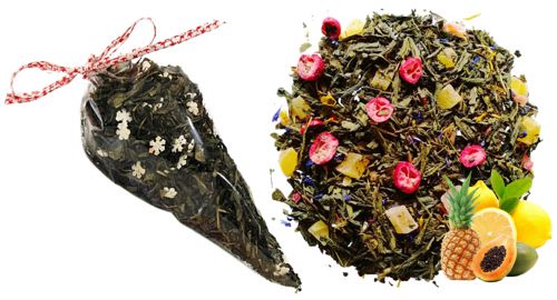 RAJSKI PTAK - herbata zielona w rożku na prezent, rożek z herbatą