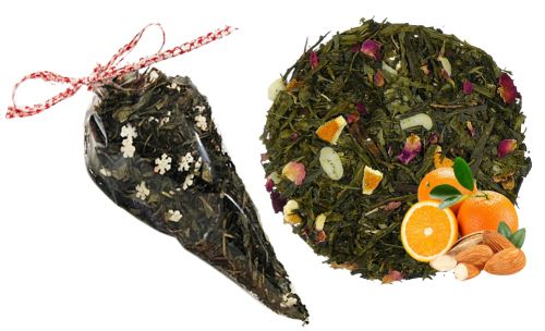 ŚWIĄTECZNA GWIAZDKA sencha - herbata zielona w rożku na prezent, rożek z herbatą