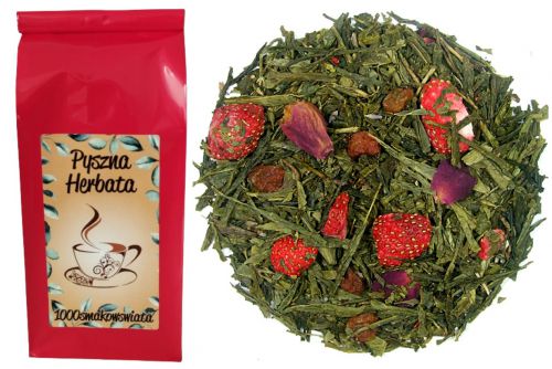 SENCHA TRUSKAWKI W SZAMPANIE ~ herbata zielona LAWENDA torebka 50 g