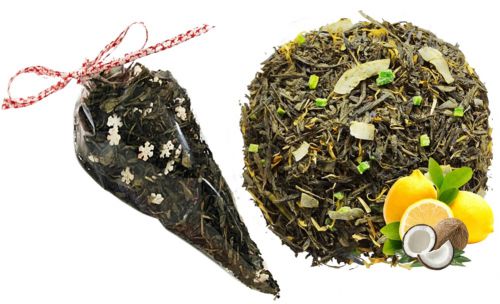 WYSPY KOKOSOWE sencha - zielona herbata KOKOSOWA w rożku na prezent